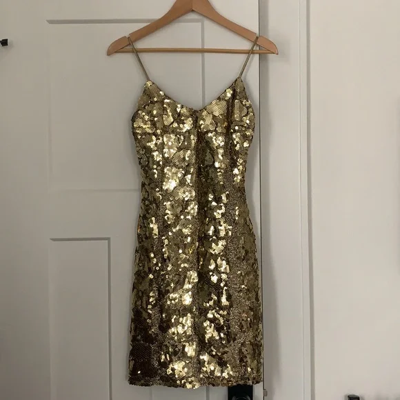 green emerald velvet dress Vintage Silver/Gold Sequins Dress - S/M